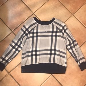 Plaid crew neck sweatshirt
